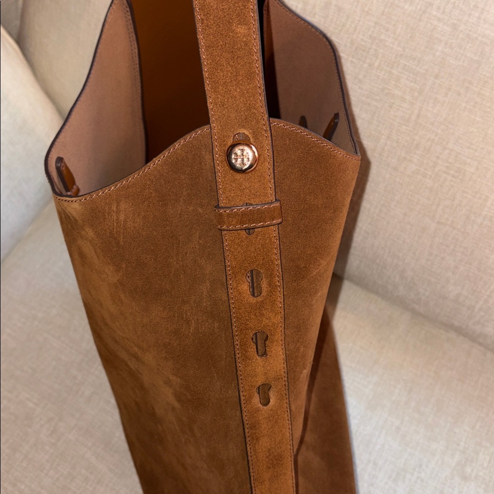 Tory Burch Suede Shoulder Hobo Bag in Brown, comes with dust bag - Picture 5 of 5